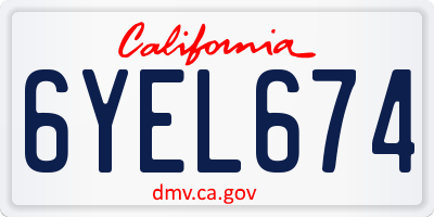 CA license plate 6YEL674