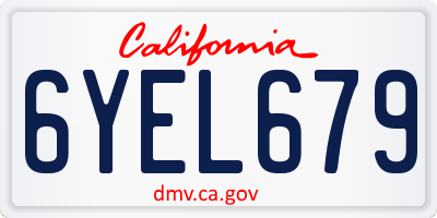 CA license plate 6YEL679