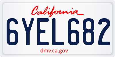 CA license plate 6YEL682