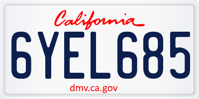 CA license plate 6YEL685