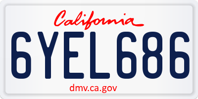 CA license plate 6YEL686