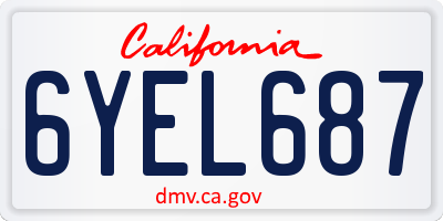CA license plate 6YEL687