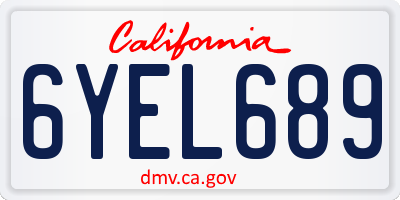 CA license plate 6YEL689