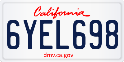 CA license plate 6YEL698