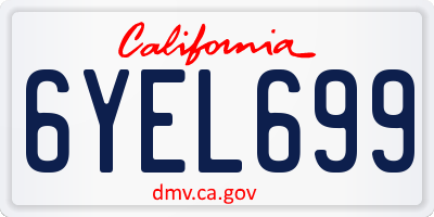 CA license plate 6YEL699