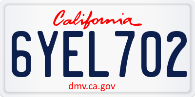 CA license plate 6YEL702