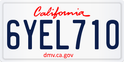 CA license plate 6YEL710