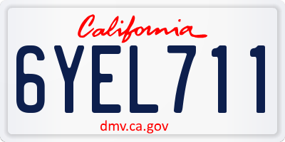 CA license plate 6YEL711