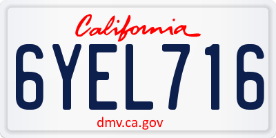 CA license plate 6YEL716