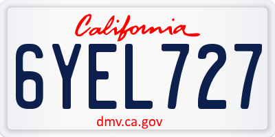CA license plate 6YEL727