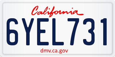 CA license plate 6YEL731