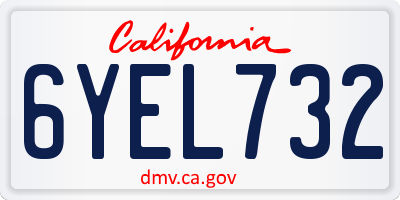 CA license plate 6YEL732