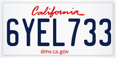 CA license plate 6YEL733