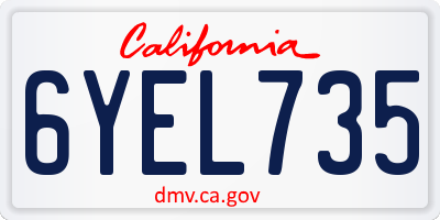 CA license plate 6YEL735
