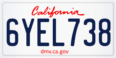 CA license plate 6YEL738