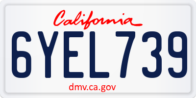CA license plate 6YEL739