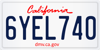 CA license plate 6YEL740