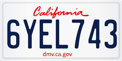 CA license plate 6YEL743