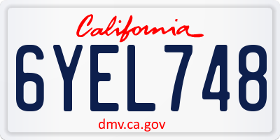 CA license plate 6YEL748