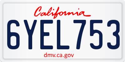 CA license plate 6YEL753