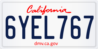 CA license plate 6YEL767