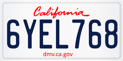CA license plate 6YEL768