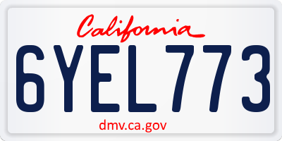 CA license plate 6YEL773