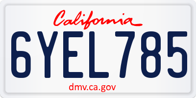 CA license plate 6YEL785