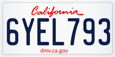 CA license plate 6YEL793
