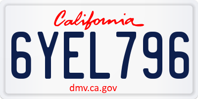 CA license plate 6YEL796