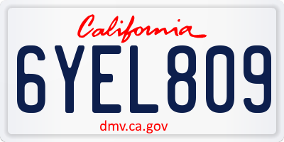 CA license plate 6YEL809