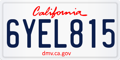 CA license plate 6YEL815