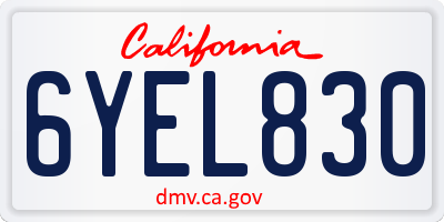 CA license plate 6YEL830