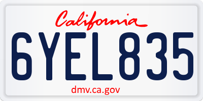 CA license plate 6YEL835