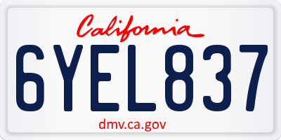 CA license plate 6YEL837