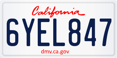 CA license plate 6YEL847