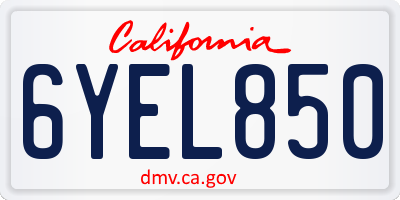 CA license plate 6YEL850