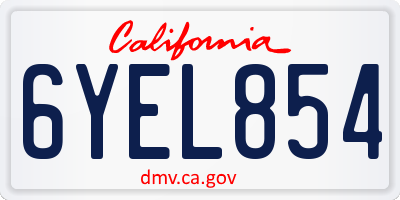CA license plate 6YEL854