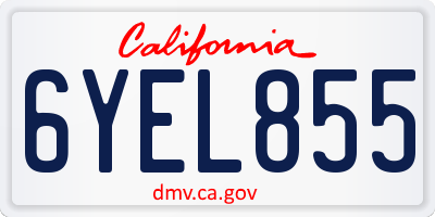 CA license plate 6YEL855