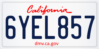 CA license plate 6YEL857