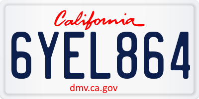 CA license plate 6YEL864