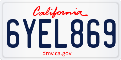 CA license plate 6YEL869