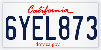 CA license plate 6YEL873