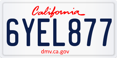 CA license plate 6YEL877