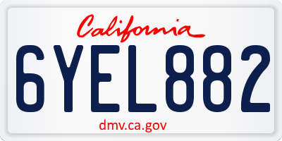 CA license plate 6YEL882