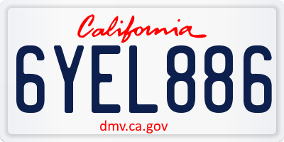 CA license plate 6YEL886