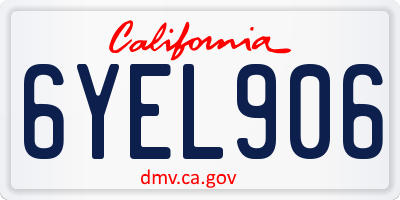 CA license plate 6YEL906
