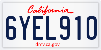 CA license plate 6YEL910