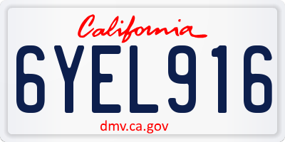 CA license plate 6YEL916
