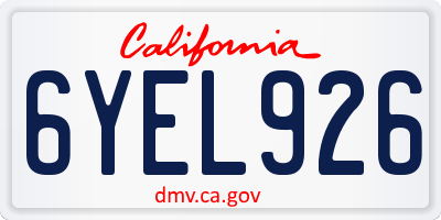 CA license plate 6YEL926